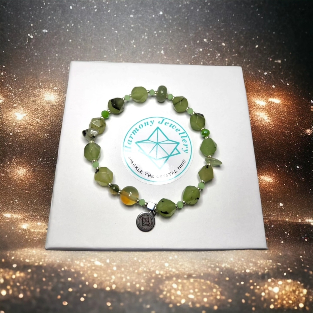 8 mm Faceted Prehnite bracelet